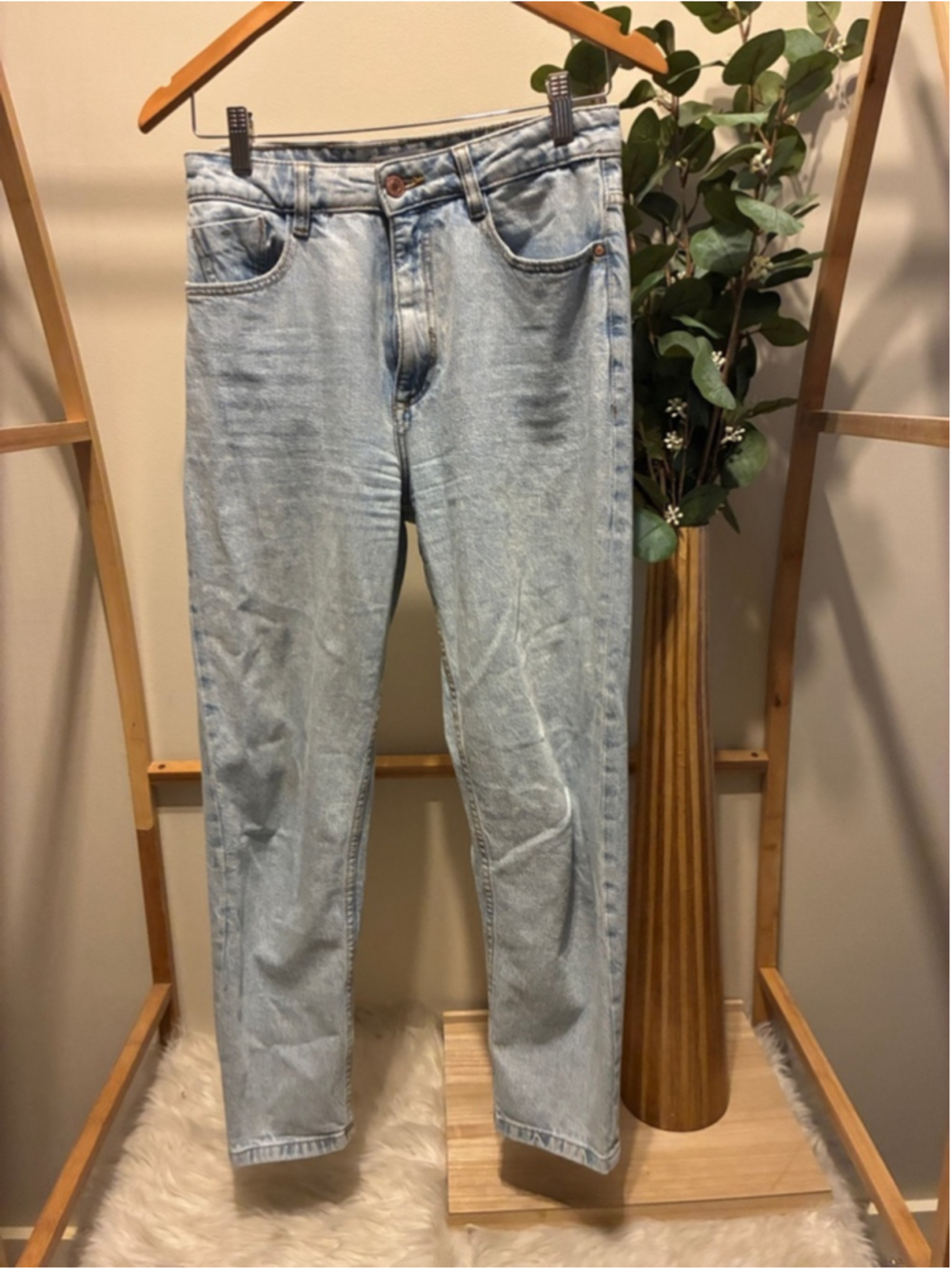 Zara Light Blue Straight Leg Jeans